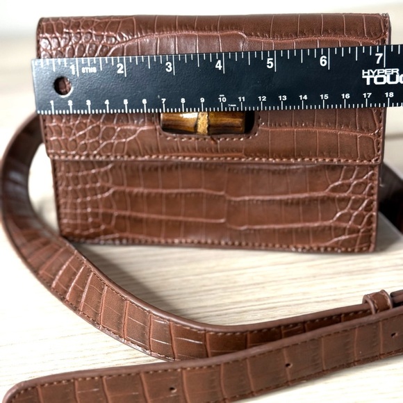 Fawn design Brown Croc-Embossed Belt Bag fall bohemian - Picture 6 of 12